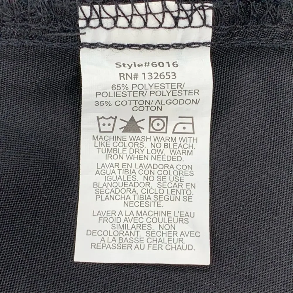 WonderWink NWOT Scrub Top Short Sleeve  V-Neck Solid Black Size L